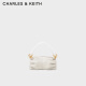 CHARLES&KEITH珍珠手柄链条单肩斜挎包包女包女士CK2-20781781 粉白色Chalk S