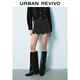 UR秋季新款女裝潮流休閑開(kāi)衩腰帶牛仔短褲UYV850004 正黑 (偏短) 28