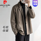 皮爾卡丹（pierre cardin）毛呢西裝外套男秋冬高級感潮流休閑西服韓版寬松短款加厚呢子針織 棕色 L
