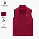 U.S. POLO ASSN.馬甲男抓絨搖粒絨秋冬立領無袖背心男裝外套 深紅色 XXXL 