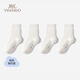英氏（YEEHOO）4雙裝兒童學(xué)生小白襪男童女童襪子四季中筒襪防滑襪地板襪 純色 4雙 9-12歲 (9-12歲 腳長(cháng)20-22CM)