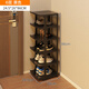 湯能優(yōu)品鞋架家用門(mén)口簡(jiǎn)易收納置物架窄小鞋柜夾縫轉角架多層省空間架子 加厚典雅黑6層