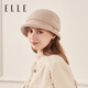 ELLE帽子女士純色時(shí)裝帽秋冬季厚保暖時(shí)尚潮漁夫帽遮臉顯臉小百搭盆帽 淺咖