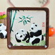陌上桑蜀繡熊貓雙面刺繡擺件文創(chuàng  )禮品中國特色禮物送老外成都特產(chǎn)伴手禮 正方形-竹子雙熊貓