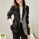 品哥弟新黑色氣質(zhì)西裝外套女新款2024年春季胖妹妹小個(gè)子休閑西服上衣西服 權-8869 黑色 M 80-100斤