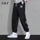 FJLT輕奢品牌休閑褲男夏季運(yùn)動(dòng)褲子新款大碼寬松束腳潮流薄款褲子男 春秋款Y（黑色） 3XL （建議160-180斤）