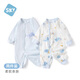 舒貝怡2件裝嬰兒衣服純棉長(cháng)袖薄連體衣新生兒滿(mǎn)月寶寶哈衣周歲爬服藍73