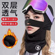 VANREE SPORT滑雪頭套速干單板面罩冬季男女騎行防風(fēng)面巾加絨保暖頭盔透氣護(hù)臉 黑色兩用（頭套款） M