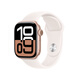 Apple Watch Series 10 智能手表42毫米玫瑰金色鋁金屬表殼淡桃粉色運(yùn)動(dòng)型表帶M/L【蜂窩】