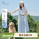 片斷藍色連衣裙女2025夏季新款圓領文藝休閑格子裙減齡無袖長裙 藍白 L