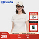 FILA FUSION斐樂潮牌女子針織短袖衫2025夏季新款時(shí)尚修身短袖T恤 云白色-WT M 165/84A/M