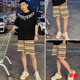 嫻槐短褲男夏季條紋格子褲快手網(wǎng)紅同款潮牌百搭休閑五分褲情侶裝 條紋短褲-優(yōu)品質(zhì) M (適合86-105斤)