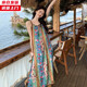 槿城海邊度假碎花吊帶連衣裙2025新款法式復(fù)古波西米亞民族風(fēng)絕美長裙 印花吊帶裙 QZ28W M 【115斤內(nèi)】