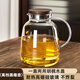 青蘋果高檔涼水壺玻璃耐高溫家用大容量高硼硅加厚儲(chǔ)水泡茶冷水壺 中式圓趣壺2100ml【胡桃木蓋】