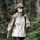羅蒙（ROMON）三合一沖鋒衣男夾克連帽外套女情侶裝戶外登山服1818 卡其L