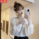 示牧秋冬裝上衣新款韓版超仙氣質(zhì)雪紡襯衫女設計感小眾洋氣顯瘦襯 白色 均碼 建議90-120斤