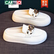 卡帝樂(lè )鱷魚(yú)（CARTELO）包頭半拖鞋女2026年新款夏季網(wǎng)紅時(shí)尚外穿真皮軟底懶人涼拖小白鞋 白色 37