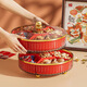 巧工坊 創(chuàng  )意糖果盒干果盤(pán)分格帶蓋結婚家用水果盤(pán)過(guò)年客廳干果瓜子堅果盤(pán)塑料瓜子盤(pán)零食收納盒小吃盤(pán) 旋轉干果盤(pán)雙層-招財貓