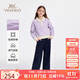 英氏（YEEHOO）女童套裝兒童衛(wèi)衣褲子兩件套中大童裝休閑運(yùn)動(dòng)時(shí)尚秋 夢(mèng)幻紫 150