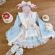 閃動少女（SHANDONGSHAONV）洛麗塔裙子可愛蘿莉塔lolita【甜喵護(hù)士】洋裝甜美可愛和風(fēng)女仆連 藍(lán)色【上衣+半身裙+圍裙+后背蝴 L