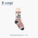 CORGI英國卡通繪畫(huà)圖案柯基男士款輕棉簡(jiǎn)約百搭英倫中筒男襪 英倫牛仔 1雙 40-44