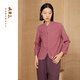 指間沙原創(chuàng  )女裝24春季文藝立領(lǐng)盤(pán)扣短外套刺繡棉麻盤(pán)扣外套 煙粉色98 XL
