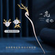 妖嬈貓S925銀發(fā)簪古風(fēng)簪子漢服頭飾發(fā)飾老婆生日禮物送女朋友實(shí)用高級(jí)感 一鹿有你銀發(fā)簪+耳釘套裝 1件套