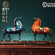 《一馬當(dāng)先》全銅擺件客廳裝飾辦公室馬到成功大漆銅馬公司禮物 中號《紅藍(lán)馬一對》長31寬9高30