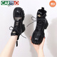 卡帝樂(lè)鱷魚(yú)（CARTELO）網(wǎng)面馬丁靴女2025新款夏季薄款鏤空透氣短靴真皮顯瘦涼靴大碼 黑色【啞光】 41