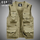 JEEP SPIRIT吉普工裝馬甲男春夏新款寬松沒打攝影背心戶外運(yùn)動釣魚多口袋外套 8818卡其色 L