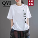 QVI高端品牌 純棉短袖t恤女2025夏季新款韓版寬松休閑顯瘦慵懶風(fēng)上衣 白色 M 85-110斤