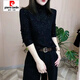 皮爾卡丹（pierre cardin）雙面德絨打底衫女秋冬2026新款高領(lǐng)洋氣減齡顯瘦亮片磨毛加厚小衫 黑色 XL 【建議110一125斤】