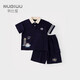 努比屋兒童套裝夏季網(wǎng)眼涼感短袖卡通印花五分褲男孩學(xué)院風(fēng)polo領(lǐng)兩件套
