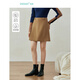 茵曼（INMAN）【商場(chǎng)同款】疊褶開(kāi)叉半身裙冬季女裝新款A字顯瘦短裙 咖色 M