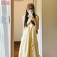 FSHE2025新款小個(gè)子茶歇法式無袖連衣裙子夏季女裝氣質(zhì)感背心長(zhǎng)裙 【杏仁黃】【開春季穿搭小香風(fēng)mi L 55/60kg