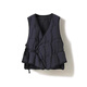 蘑菇同學(xué)大碼輕薄羽絨棉馬甲女冬季小個(gè)子背心側系帶坎肩疊穿保暖馬夾棉服 黑色 L 建議115-130斤