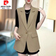 皮爾卡丹（pierre cardin）23年新款春秋季新款西裝領(lǐng)馬甲女中長(zhǎng)款坎肩背心馬夾外套外穿馬甲 卡其色馬甲 2XL 建議【140-160斤】