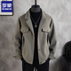 羅蒙（ROMON）西裝領(lǐng)毛呢夾克外套男痞帥潮流短款加厚休閑寬松高級感呢子大衣冬 【1件】灰綠夾克 3XL 165-180斤