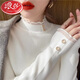 浪莎打底衫女2024冬季新款半高領(lǐng)蕾絲加絨毛衣韓版修身顯瘦保暖上衣 白色【蕾絲閃鉆-輕暖春秋款】 均碼 【推薦90-130斤】