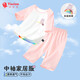 纖絲鳥(niǎo)兒童睡衣夏季薄款男女童家居服套裝透氣舒適中小童衣服 彩虹小兔