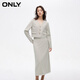 ONLY秋季通勤風(fēng)中長(cháng)款半身裙V領(lǐng)套裝連衣裙女|124107011 C01 多云灰色 L (170) 88A