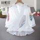 絲柏舍刺繡襯衫2025夏裝新款女裝淑女五分袖寬松文藝風(fēng)上衣