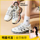 公猴時(shí)尚戶外運(yùn)動(dòng)鞋女春季新款厚底增高休閑老爹鞋透氣徒步登山鞋 白黑 35