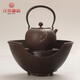 漢帝唐韻（HDTYUN）日本原裝進(jìn)口砂鐵壺客廳家用日式煮茶器電熱純手工功夫燒水茶壺 象嵌蘭花鐵瓶+大伍德電陶爐