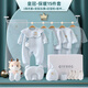 阿貝阿果阿貝阿果春嬰兒禮盒衣服寶寶套裝滿(mǎn)月禮物剛出初生新生兒用品高檔 保暖淡雅藍15件 59cm 0-3個(gè)月禮盒裝