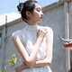 芭蒂娜（BADINA）【關(guān)曉彤同款】芭蒂娜2024夏新款氣質(zhì)蝴蝶結前后可系蕾絲雪紡衫女 米白 S