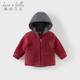 戴維貝拉（DAVE＆BELLA）女寶寶外套休閑男童棉服搖粒絨兒童連帽上衣冬季新款小童外衣童裝 酒紅色【現貨】 110 cm（建議身高100-110cm）