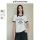 太平鳥(niǎo)女裝T恤撞色邊短袖夏季時(shí)尚玫瑰圖案絲柔上衣修身 白色 S