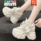 卡帝樂(lè )鱷魚(yú)（CARTELO）厚底老爹鞋女ins潮2026春秋季新款內增高10cm透氣休閑運動(dòng)鞋 米色 38