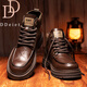 DDeiet馬丁靴冬季真皮英倫風(fēng)復古高幫皮鞋男款防滑耐磨工裝皮靴子男 紅棕 41  標準運動(dòng)鞋碼數
